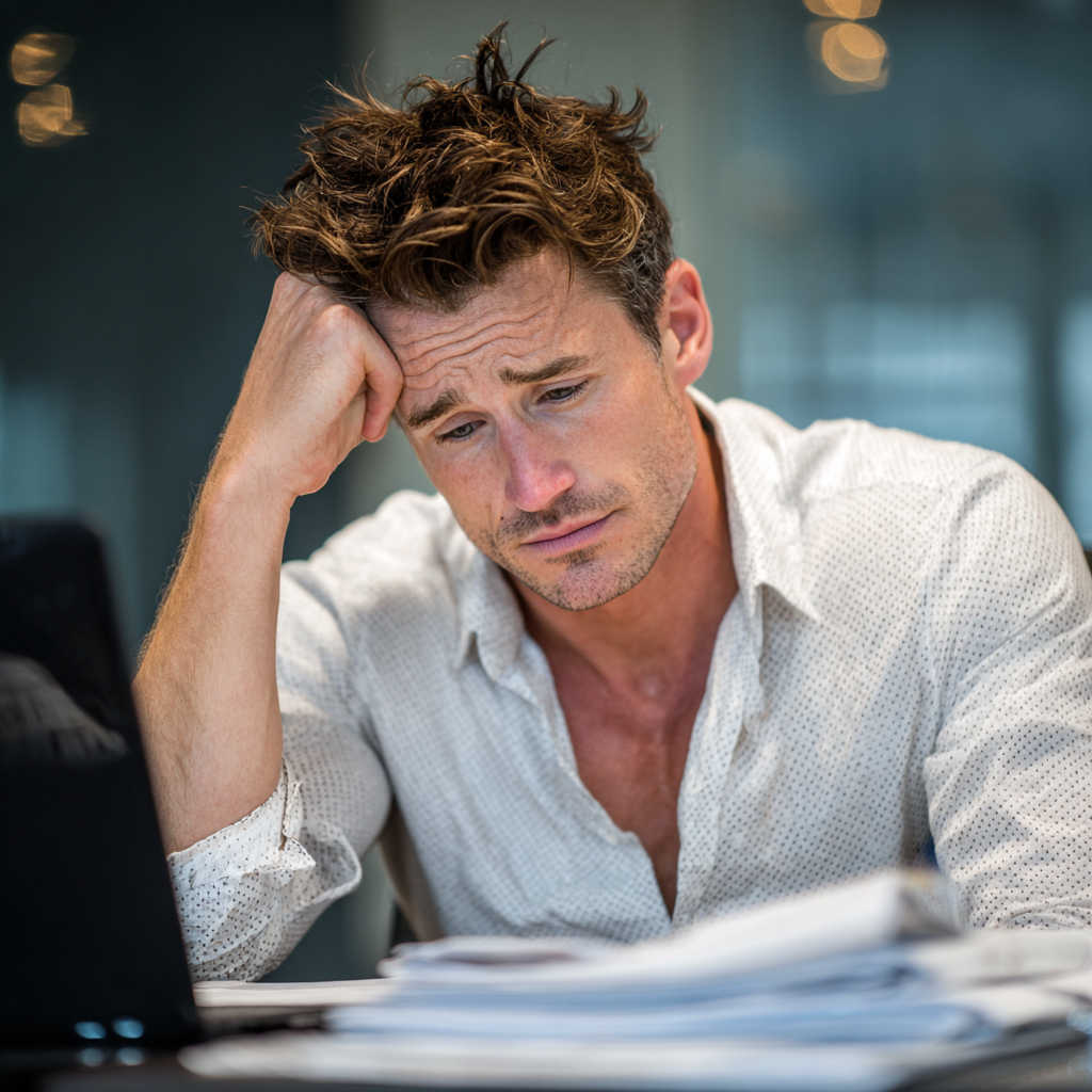 Focused businessman working out with determination and mental clarity